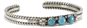 Navajo Sterling Silver Turquoise Bracelet Cuff by R. King