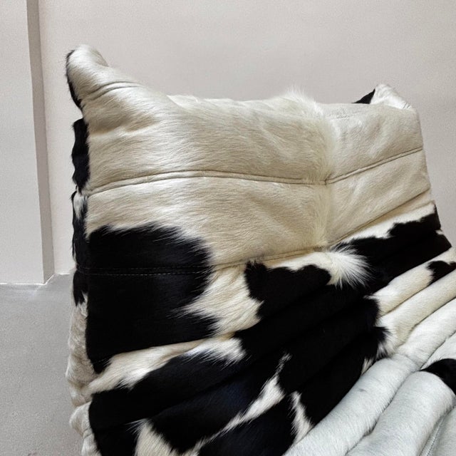 Black Togo Lounge Chair in Two-Tone Cowhide Leather by Michel Ducaroy for Ligne Roset, 1970 For Sale - Image 8 of 11