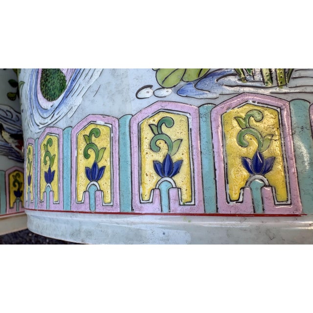 Pair Late 19th Century Famille Rose Lotus Pond Jardinieres For Sale - Image 12 of 15