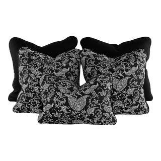 Designer Premier Prints MM Designs Black & White Botanical Leaf Paisley Scroll Pillow Covers- 5 Pc Set For Sale
