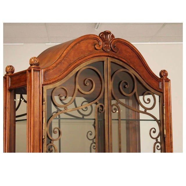 2000 - 2009 Beautiful Vintage Labeled Henredon Tuscan Style Large Scrolled Iron Door Curio Cabinets For Sale - Image 5 of 9