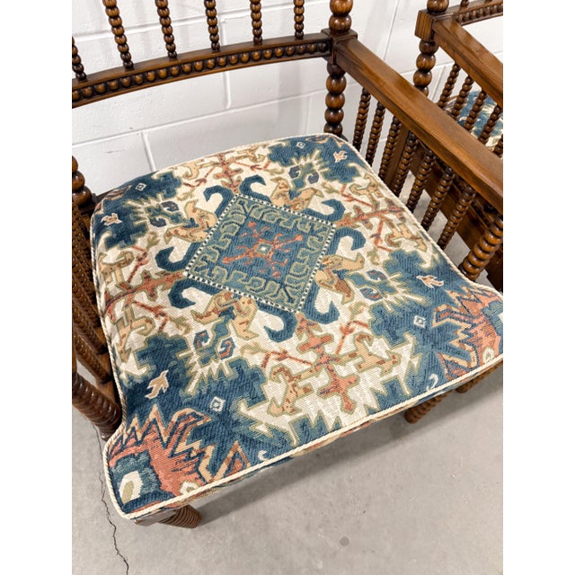 William Morris Style Bobbin Turned Cane Chairs Mid Century For Sale - Image 17 of 18