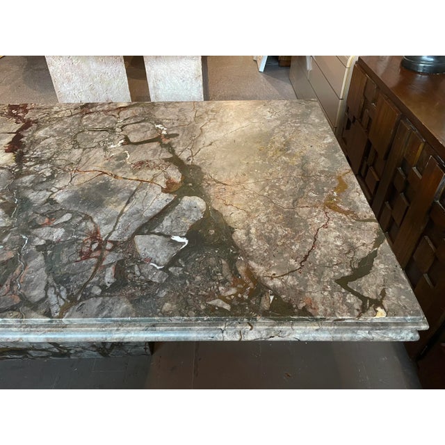 1980s 1980s Postmodern Vintage Emperado Honed Marble Dining Table For Sale - Image 5 of 13