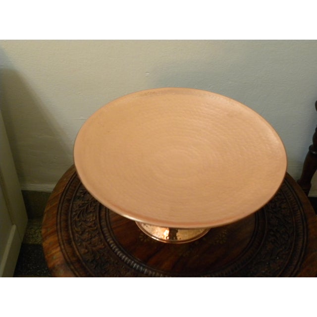 Hammered Copper Cake Stand Pedestal Dessert Tray Platter Farmhouse Decor For Sale - Image 4 of 6