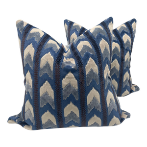 Navy Sienna Fabric and Rodeo Home Chevron Pillows- A Pair