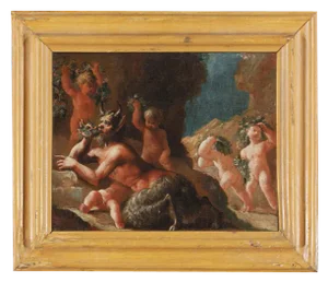 French Artist, Bacchanal, 18th Century, Oil on Canvas, Framed