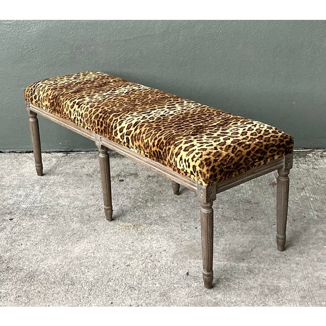 Vintage Tufted Leopard Bench For Sale - Image 12 of 12