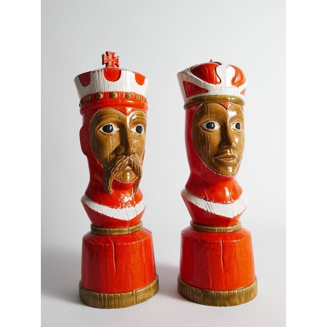 Italian Ceramic King and Queen Chess Piece Sculptures by Bitossi, 1960s, Set of 2 For Sale - Image 9 of 18