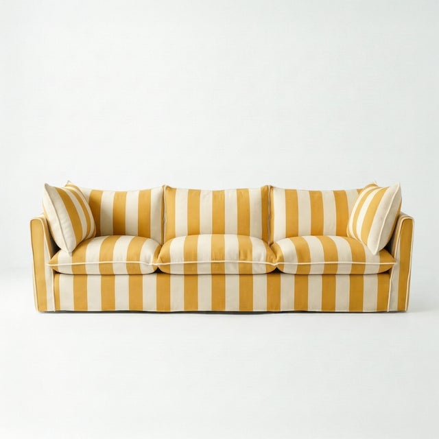 Not Yet Made - Made To Order Sophie Conran Coco 4 Seater Sofa - Dandelion Stripes with Knife Edge Cushion For Sale - Image 5 of 5