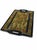 Wood Vintage Black Folk Art Style Floral Serving Tray With Handles For Sale - Image 7 of 7