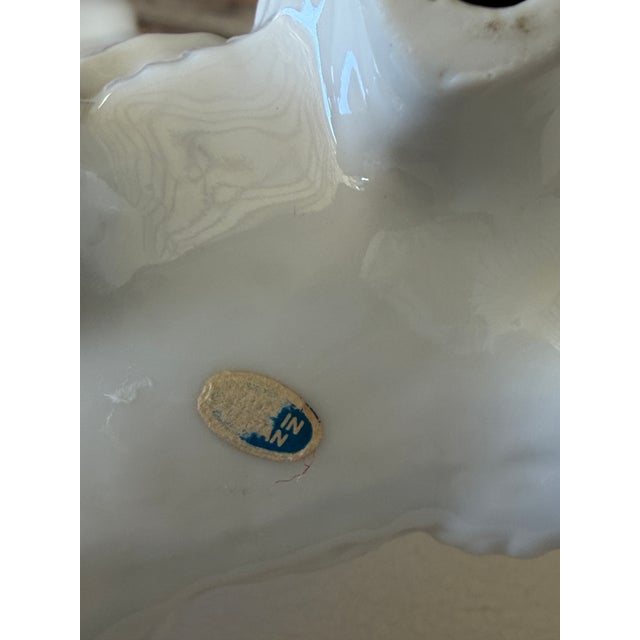 Pair of Vintage Inarco White Glazed Elephant Figurines With Raised Trunks For Sale - Image 10 of 12