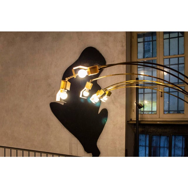 Brass 7-Light Floor Lamp, Italy, 1970s For Sale - Image 3 of 10