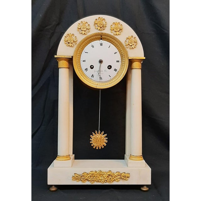 Portico Pendulum Clock in White Marble, France For Sale - Image 9 of 9