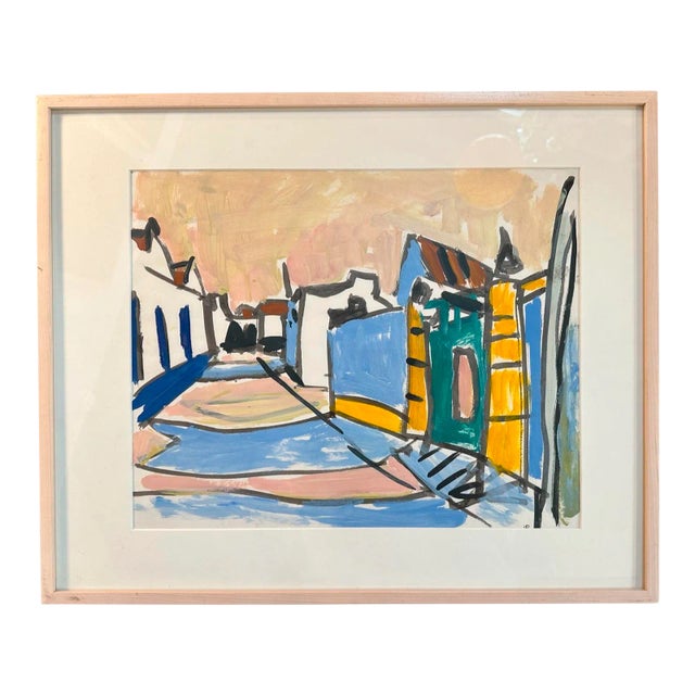 Jason Berger, Factories at Montijo, Oil on Paper, Mid 1980s For Sale