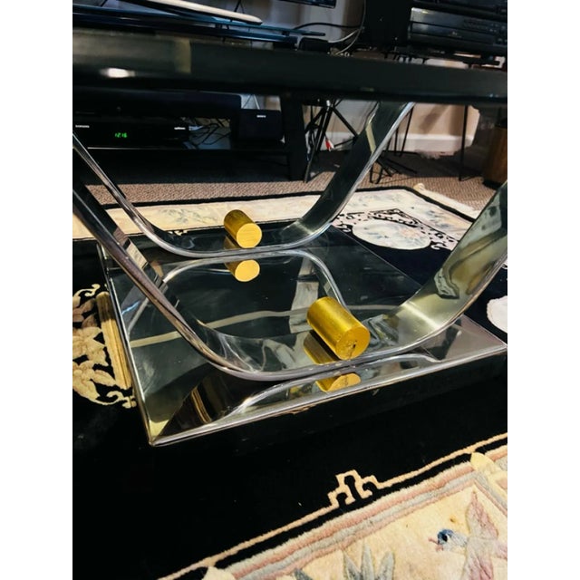Metal 1980s Modernist Chrome & Brass Tulip Coffee Table in the Manner of Karl Springer For Sale - Image 7 of 10