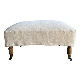 Alma Slip Covered Ottoman ~ Greige For Sale