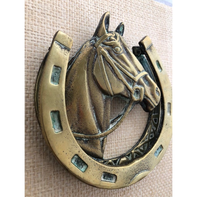 American Solid Brass Horse Motif Door Knocker With Equestrian Designs For Sale - Image 3 of 9