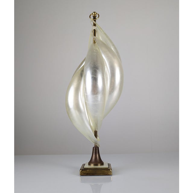 Hollywood Regency Hollywood Regency Canadian Opalescent Acrylic Glass Table Lamp by Maison Rougier, 1970s For Sale - Image 3 of 14