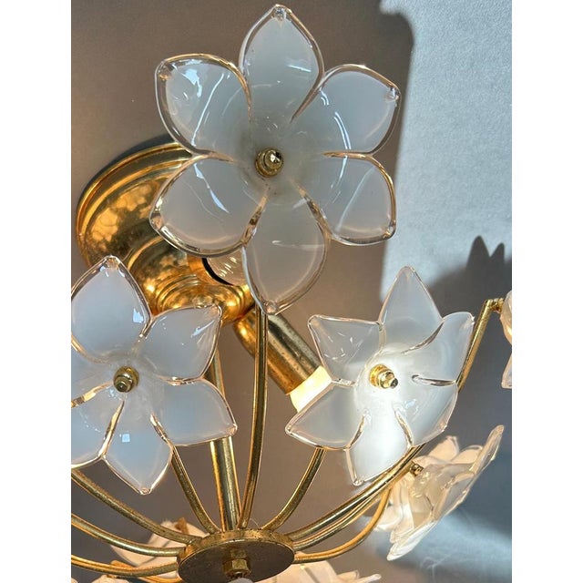1980s White Daisies Murano Ceiling Light, 1980s For Sale - Image 5 of 15