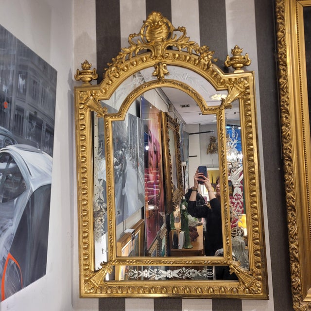 Napoleon III Carved and Gilded Wood Wall Mirror, France, 1880s For Sale - Image 6 of 18