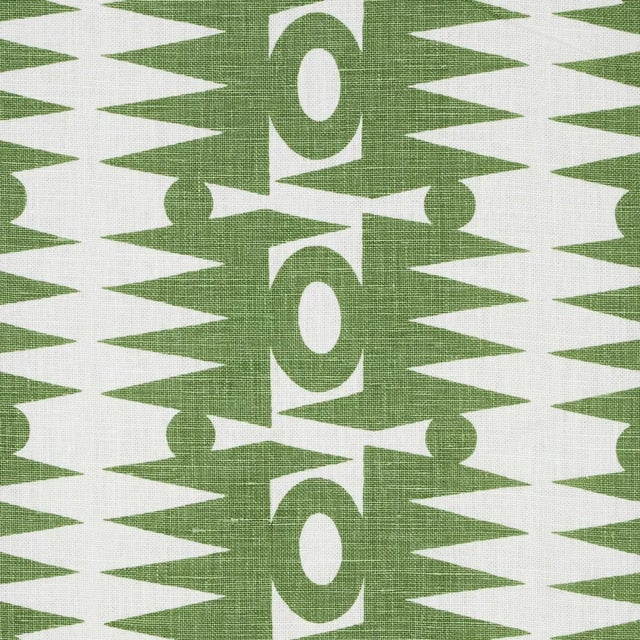 Abstract SAMPLE - Schumacher X Drusus Tabor Ra Fabric In Green For Sale - Image 3 of 4