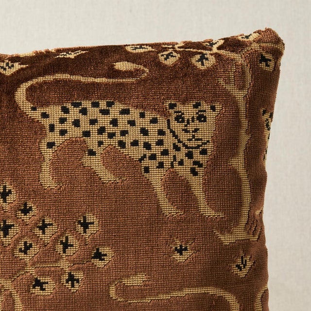 This pillow features Woodland Leopard Velvet with a knife edge finish. A host of historic paintings and textiles served as...