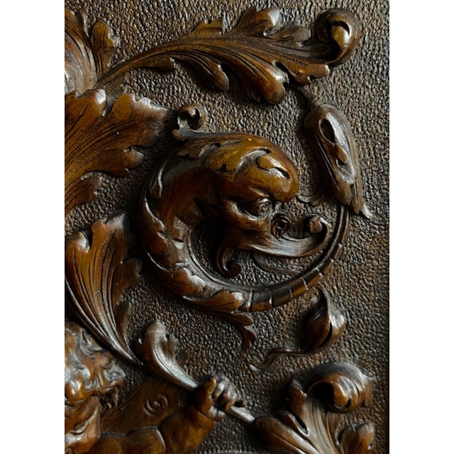 Antique Renaissance Revival Walnut Carved Cherub Wall Panel, 1800s For Sale - Image 5 of 15