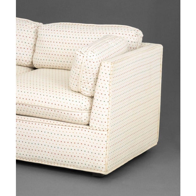 Modern Geometric Linen Upholstered 3-Seat Sofa For Sale - Image 12 of 18
