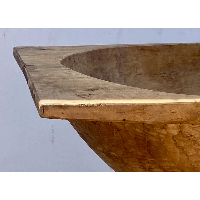 Large Fruitwood Trog or Dough Bowl on Oak Stand For Sale - Image 4 of 6