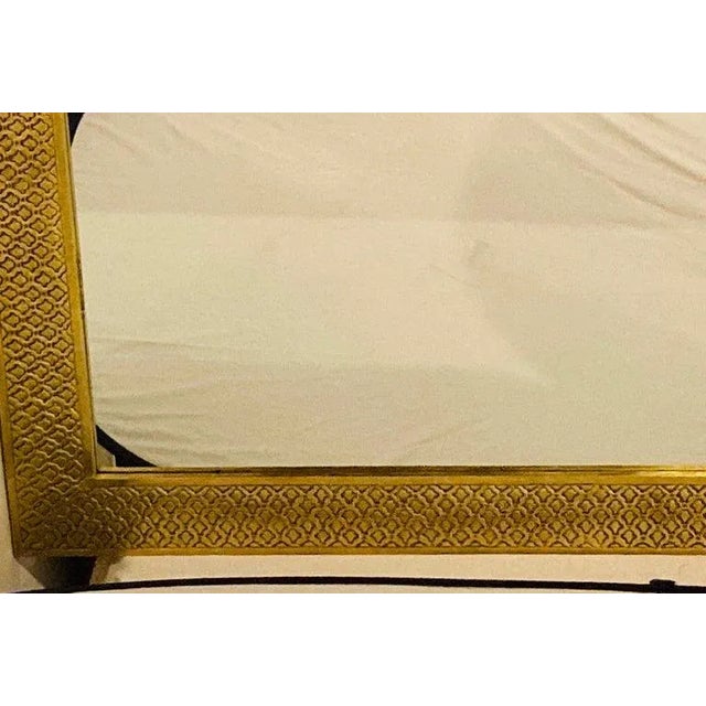 Modern Modern Brass Floor or Console Mirror Hand Hammered Diamond Riveted Design For Sale - Image 3 of 12