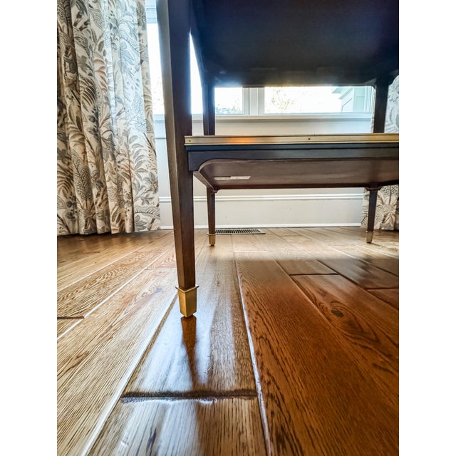 Woodbridge Furniture Emery Side Table, Transitional Wood Side Table With Brass Detail For Sale - Image 4 of 12