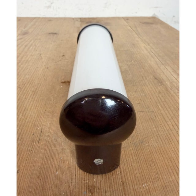 Industrial Brown Bakelite Wall Light with Milk Glass Shade from Elektrosvit, 1950s For Sale - Image 6 of 12