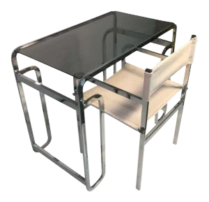1970s Italian Modern Chrome Desk and Chair