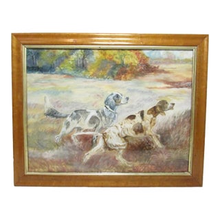 Antique English Watercolor of a Setter and Pointer Dog For Sale