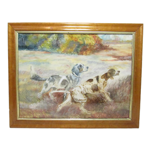 Antique English Watercolor of a Setter and Pointer Dog