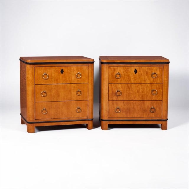 Biedermeier Midcentury Biedermeier Style Maple Chests Side Tables National Mt. Airy, Pair For Sale - Image 3 of 9