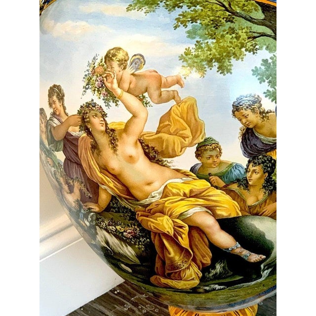 Ginori Majolica Allegorical Serpent Handled Vase | Chairish