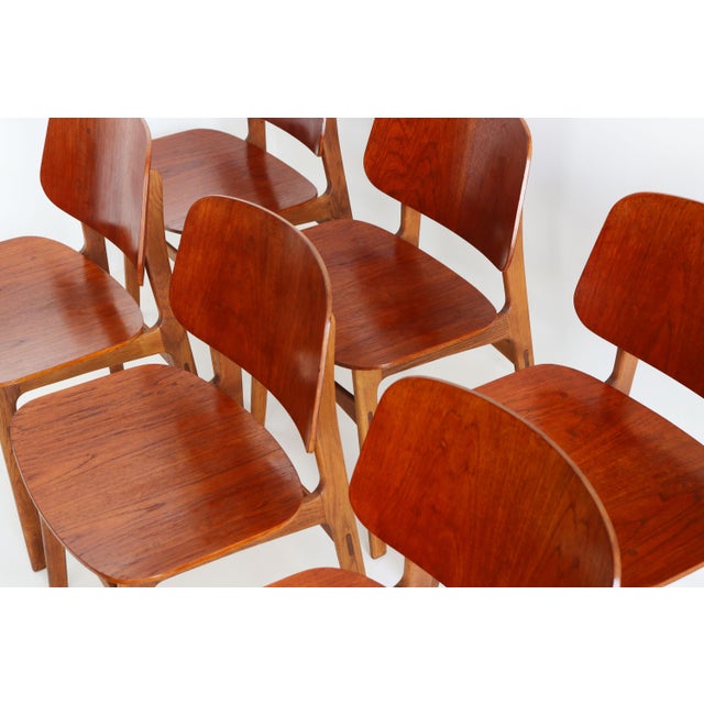 Danish Model 155 Shell Chairs by Børge Mogensen for Soborg, 1950, Set of 6 For Sale - Image 12 of 14