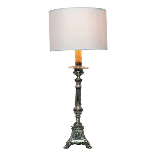 Table Lamp in Silver-Plated Metal For Sale