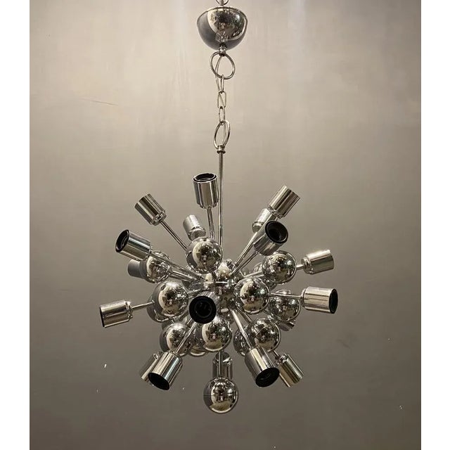 Mid-Century Sputnik Chrome Pendant For Sale - Image 10 of 11