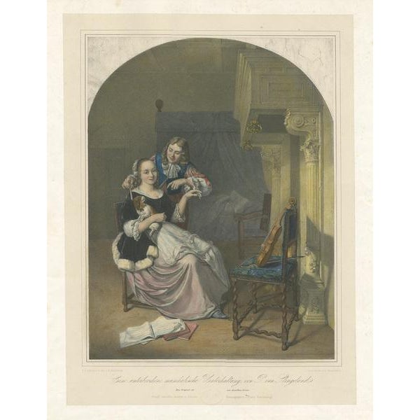 Interrupted Music Lesson, 1840, Paper For Sale - Image 4 of 5