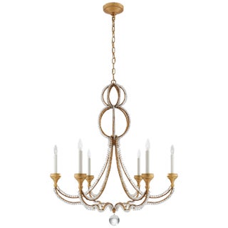 Niermann Weeks for Visual Comfort Signature Milan Large Chandelier in Venetian Gold with Crystal For Sale