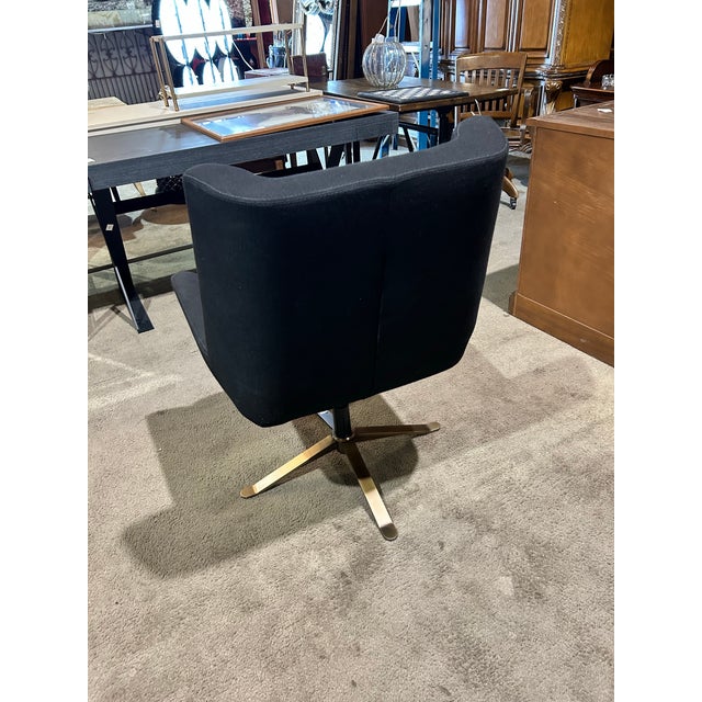 Restoration Hardware "Luke" Black Fabric Swivel Chair For Sale - Image 9 of 9