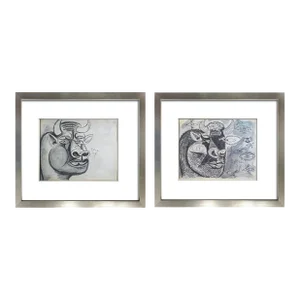 Pablo Picasso Bull Prepatory Drawings Guernica Lithograph (2 Pc Set) Limited Ed.
