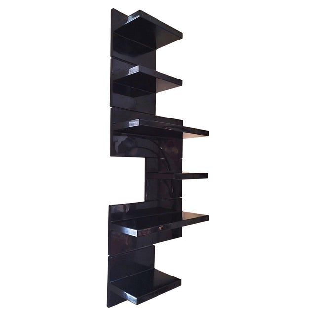 Black Plastic Shelves attributed to Marcello Siard for Kartell, Italy, 1970s, Set of 6 For Sale