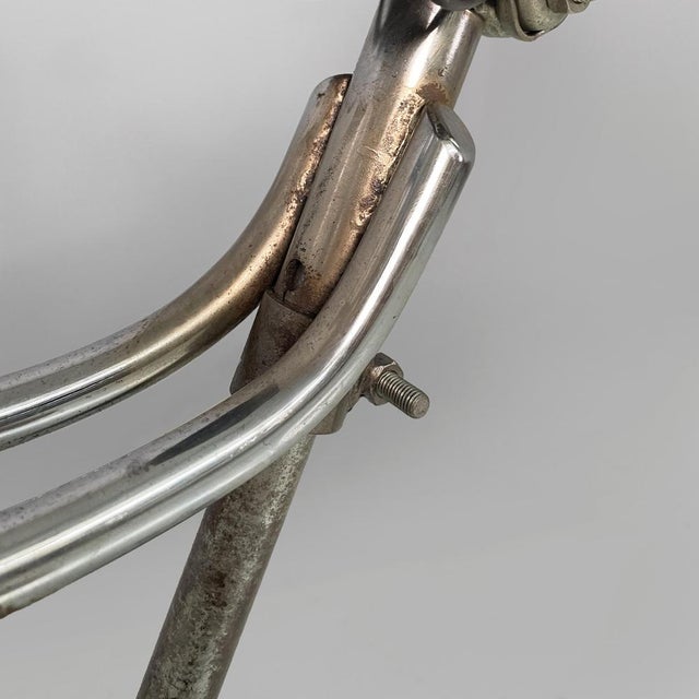Brown Italian Bar Stool with Brown Leather Bicycle Seat and Chromed Metal, 1970s For Sale - Image 8 of 18