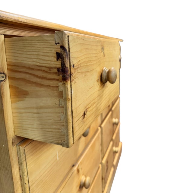 Wood Vintage Pine Nine Drawer Chest of Drawers, 1950s For Sale - Image 7 of 10