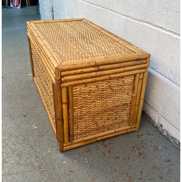 Vintage Woven Rattan and Bamboo Chest For Sale - Image 4 of 9
