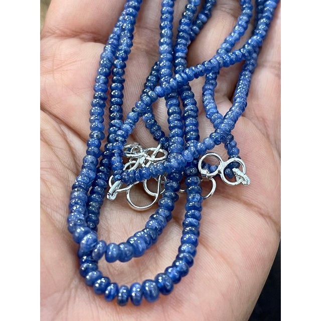 Contemporary 105 Carat Natural Sapphire Bead Two-Strand Necklace Sterling Silver Clasp For Sale - Image 3 of 18