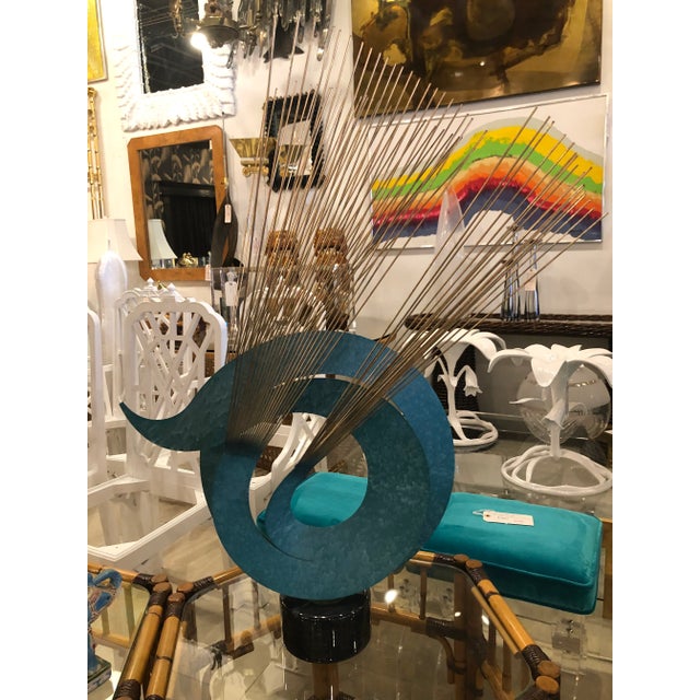 Metal Vintage 1967 Mid Century Modern Curtis Jere Metal Kinetic Statue For Sale - Image 7 of 13